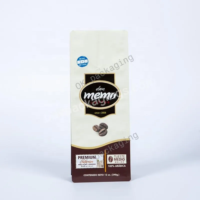 Custom Flat Bottom Paper Coffee Beans Bag With Zipper Valve And Zipper Coffee Tea Packaging Bags