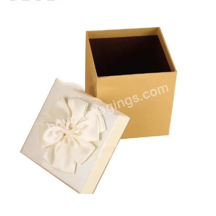Custom Flat Pack Paper Box With Lid Gift Packaging Box Retail Cardboard Boxes With Silk Ribbon