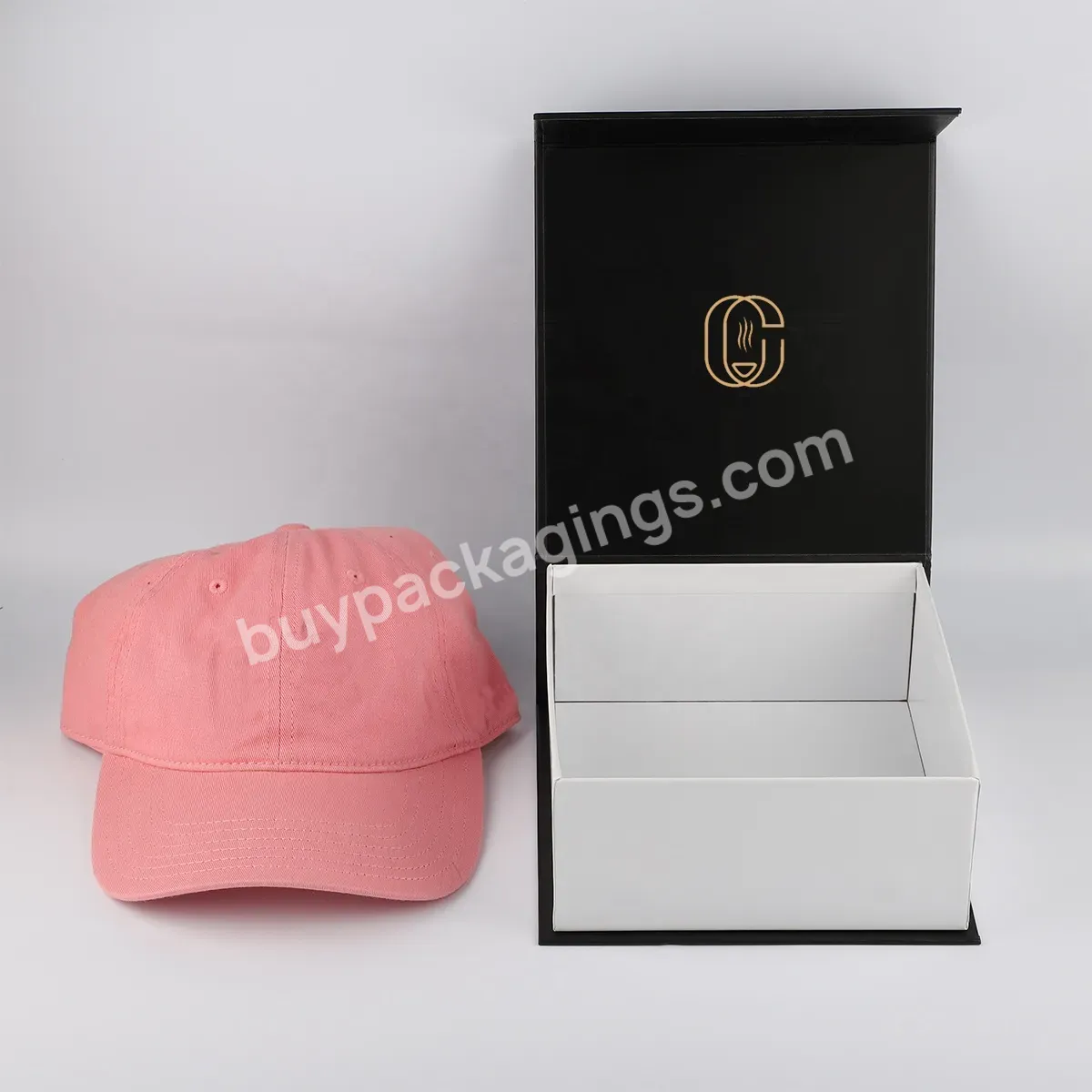 Custom Foil Logo New Trendy Shoes Hat Magnetic Packaging Black Book Shape Box