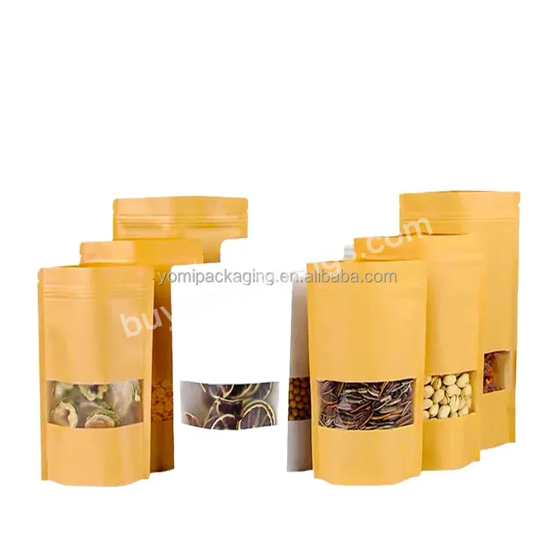 Custom Food Grade Moisture Proof Kraft Paper Snack Stand Up Protein Powder Packaging Bags Eco Friendly