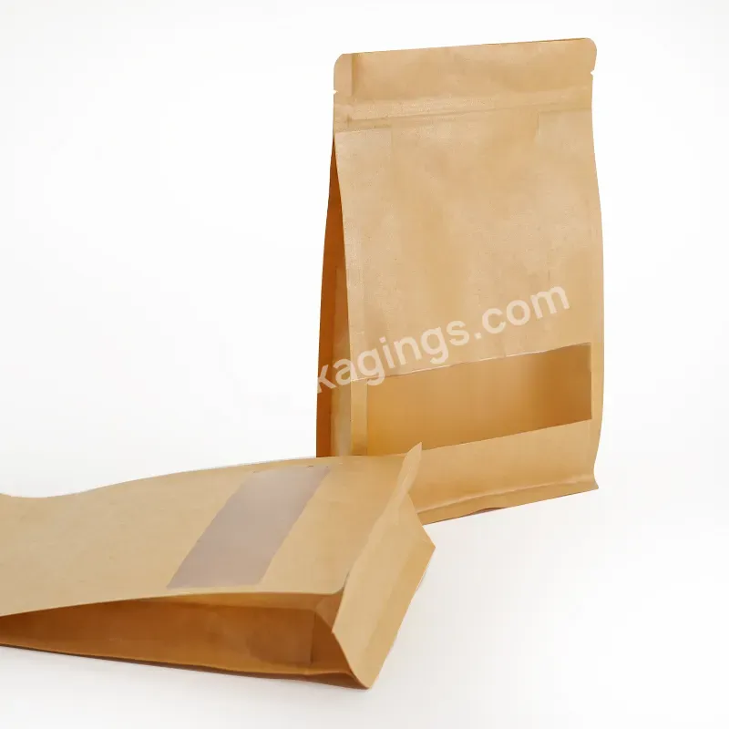 Custom Food Grade Octagonal Zip Lock Seal Kraft Paper Tea Fruit Packaging Pouch Bag With Window