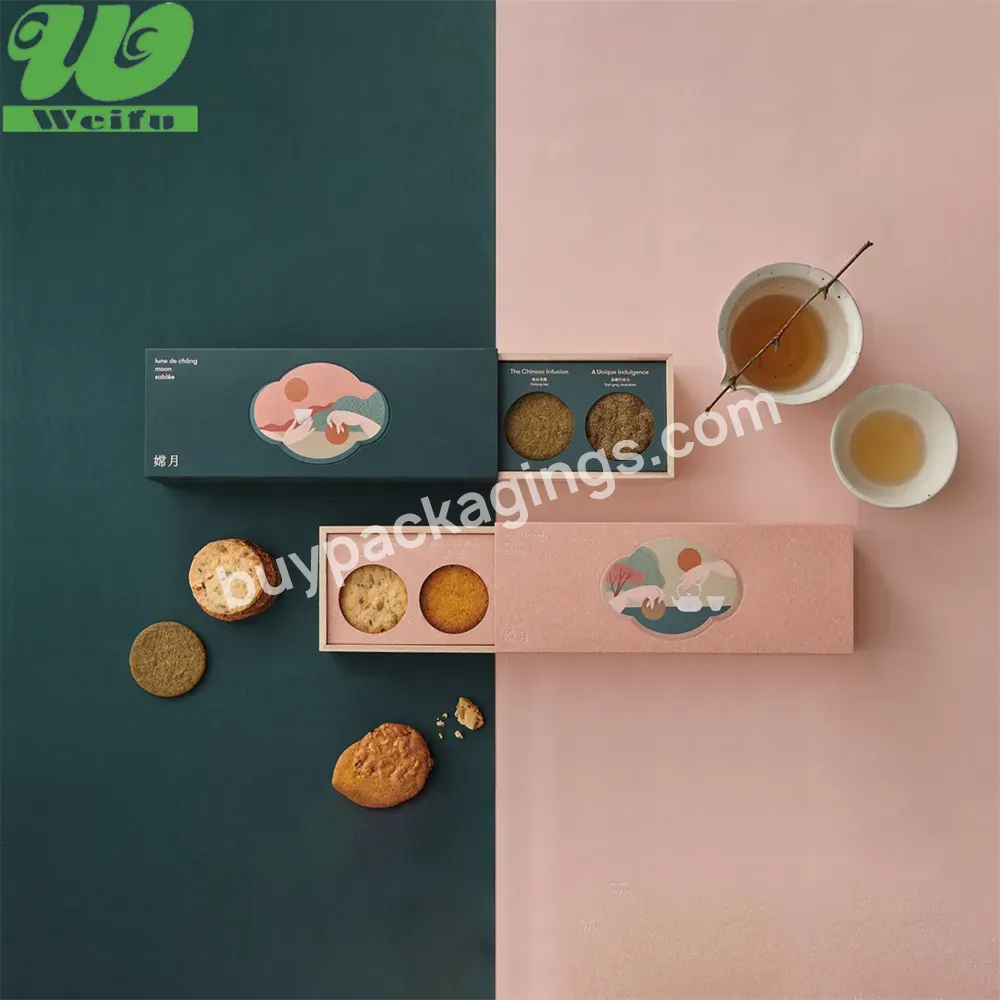 Custom Food Grade Pastry Paper Box 14 Macaron Folding Drawer Packaging With Clear Sleeve