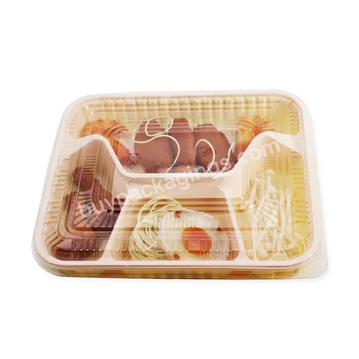 Custom Food Grade Pp 5 Compartment Takeout Plastic Meal Boxes With Clear Lid Packaging Tray For Food Plastic Blister Packing