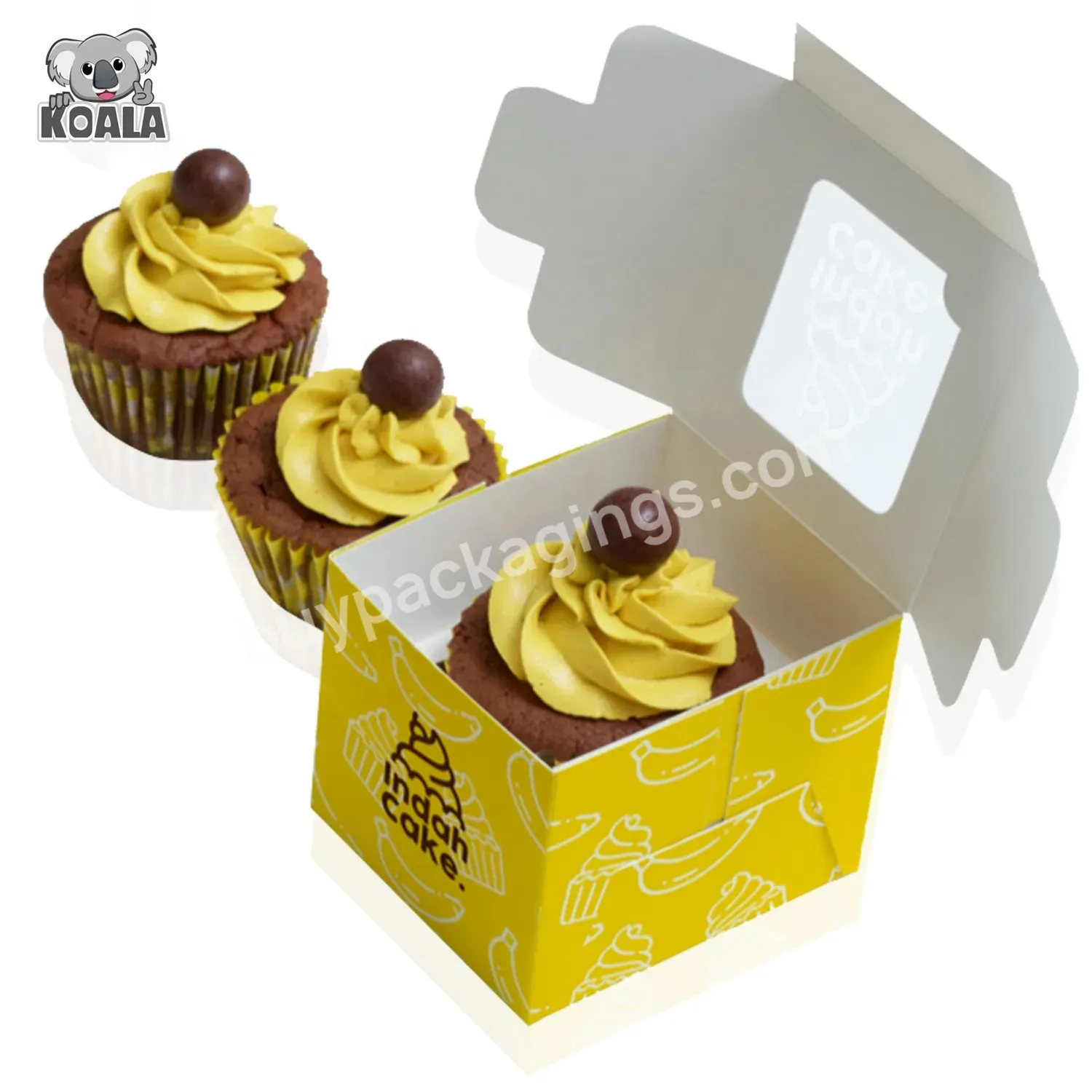 Custom Food Grade Small Cookie Cakes And Cupcakes Pastry Paper Packaging Box With Clear Lid Windows