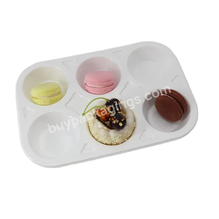 Custom Food Grade White Reusable Container 6 Muffin Cake Plastic Mochi Packaging Tray
