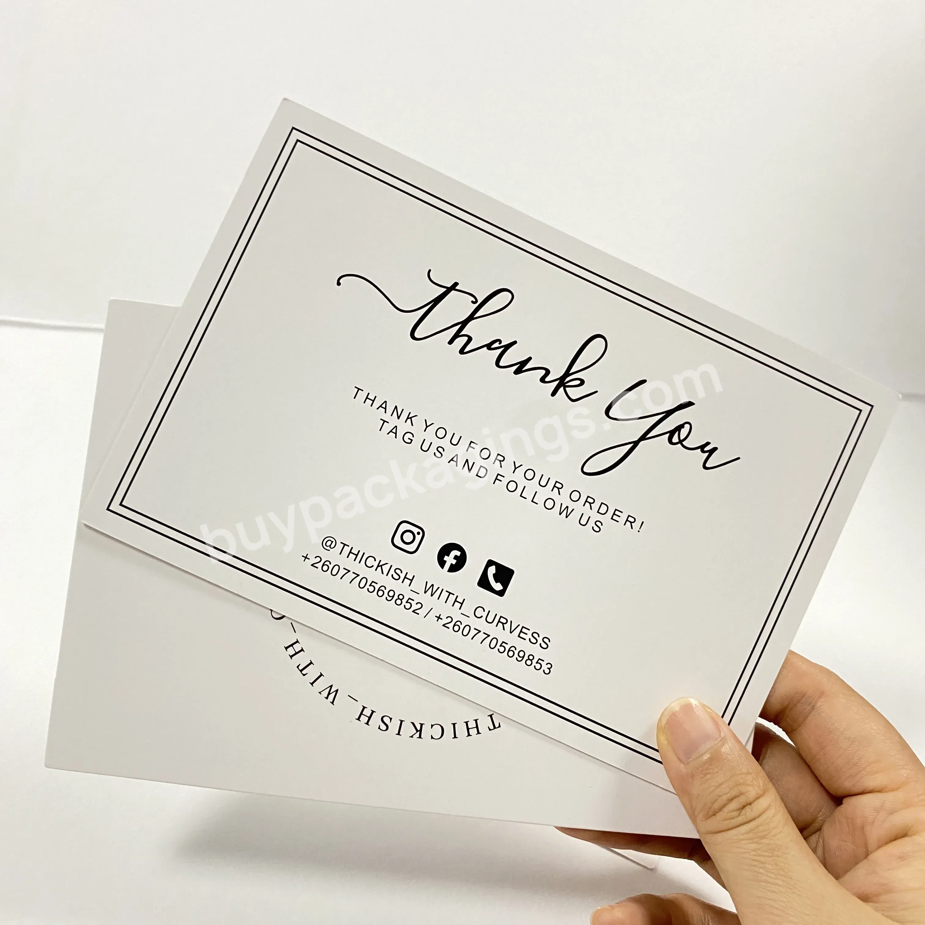 Custom Free Design Paper Card 4x6 Inch Thank You Order Card Small Business Card