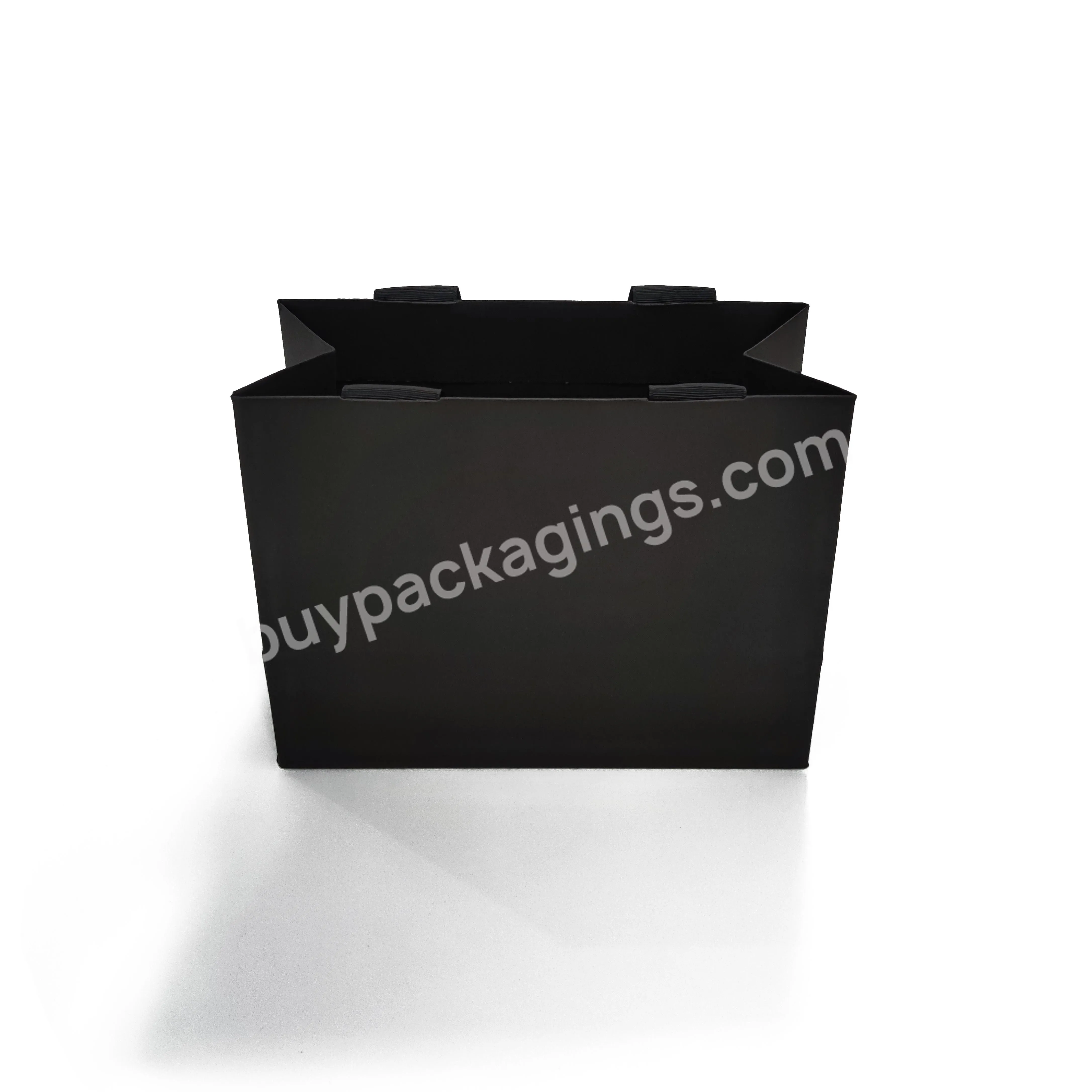 Custom Frosted Matte Cardboard Handle Large Light Black Packaging Clothing Paper Shopping Bags