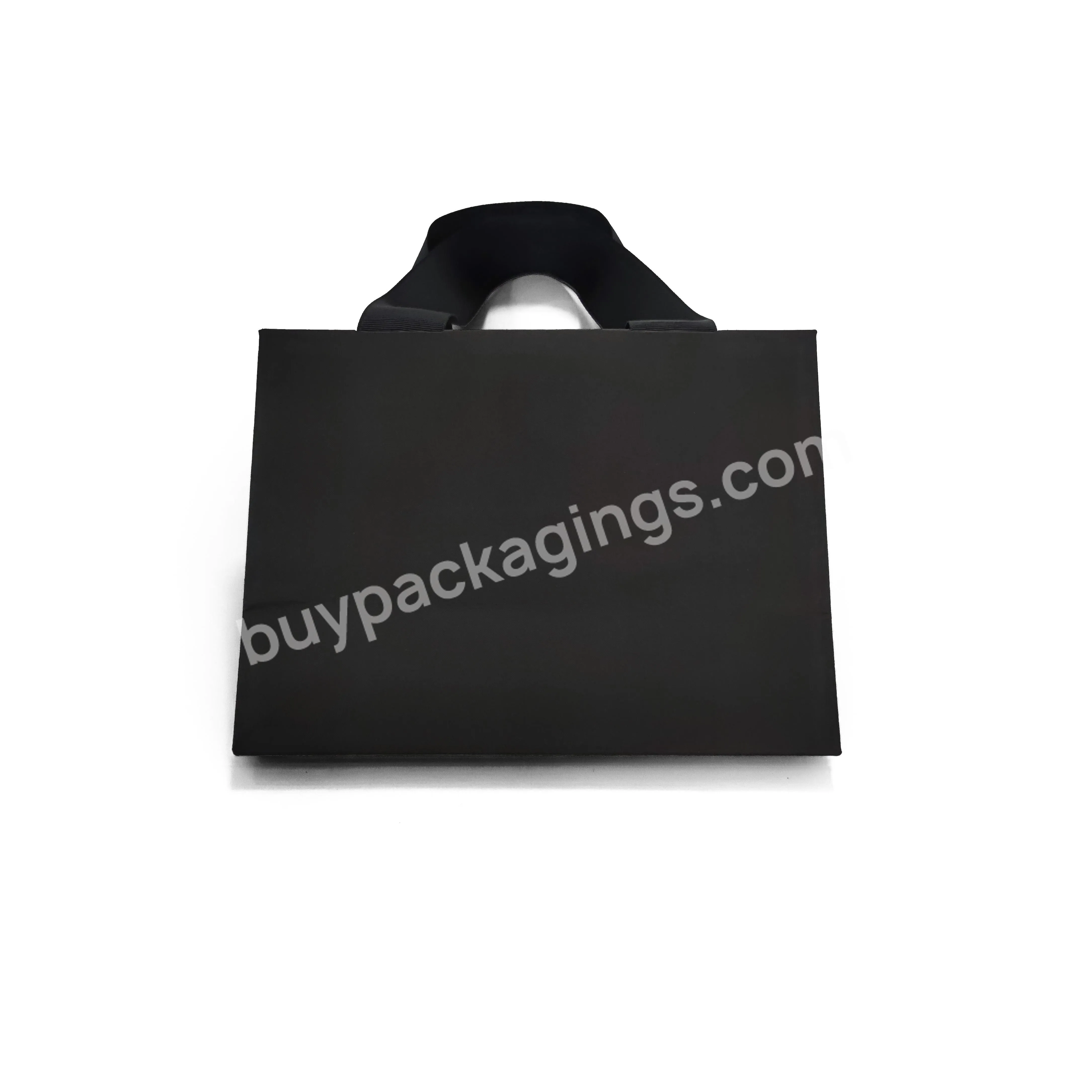 Custom Frosted Matte Cardboard Handle Large Light Black Packaging Clothing Paper Shopping Bags