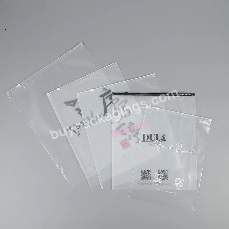 Custom Frosted Plastic Zipper Bag Clear Transparent Frosted PVC Zipper Poly Bag For Clothing Packaging