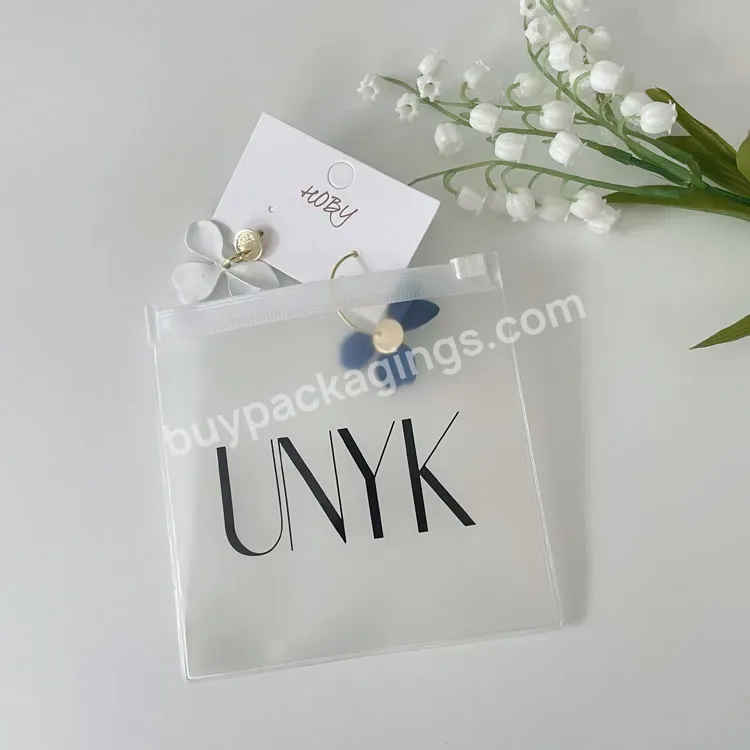 Custom Frosted Pvc Cosmetic Zip Bag Fine Jewelry Earring Plastic Packaging Ziplock Bags With Your Logo