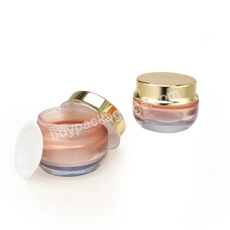 Custom Frosted Spray Paint Gradient Cosmetic Jar Glass Cream Can With Gold Aluminum Cover Recycled Cosmetic Packaging