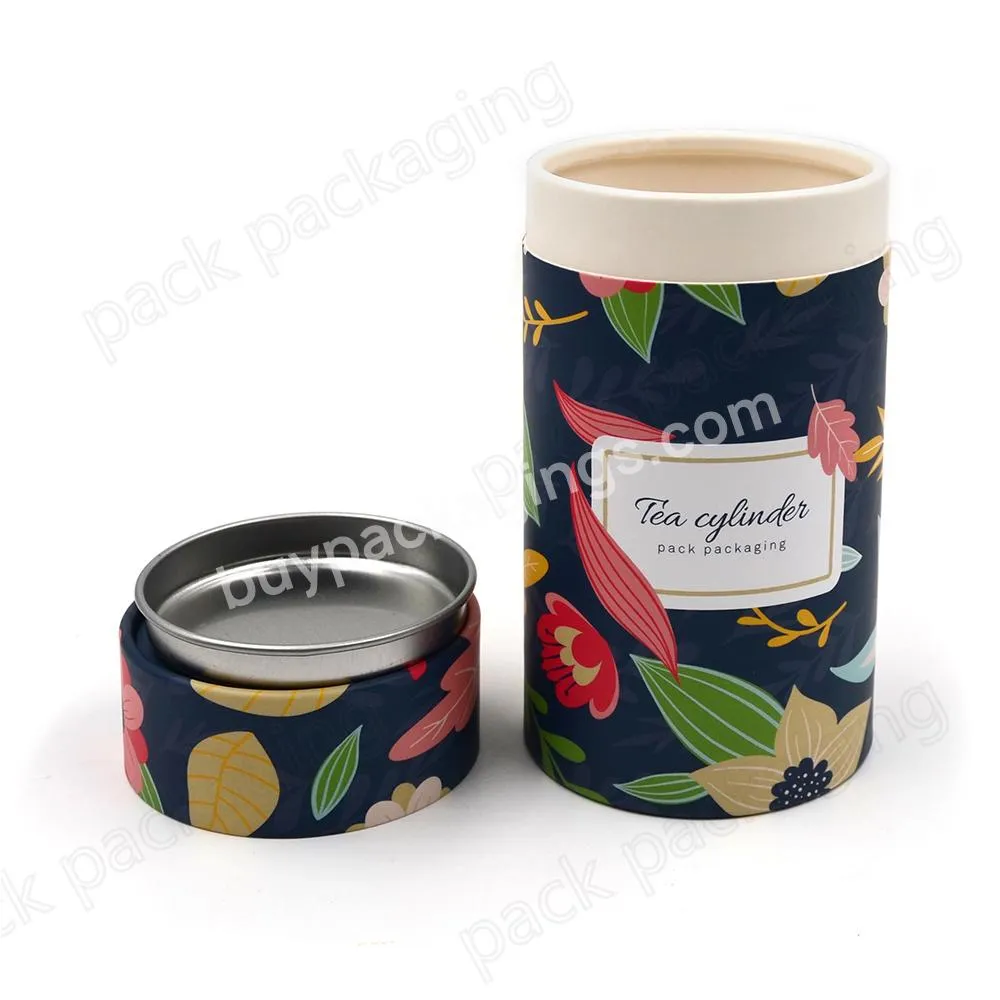 Custom full color printing cylinder herb tea coffee container paper tube box