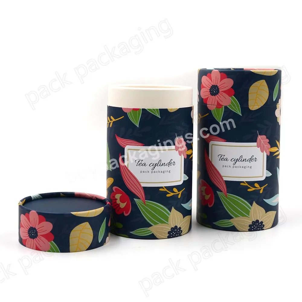 Custom full color printing cylinder herb tea coffee container paper tube box