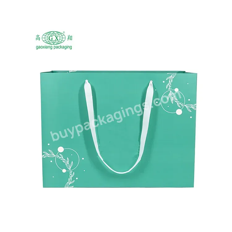 Custom Full Logo Printed Cardboard Paper Pouch Bag With Ribbon Bowknot Handle For Gifts Shopping Boxes