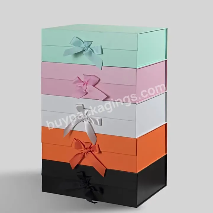 Custom Gift Box With Changeable Ribbon And Magnetic Closure For Luxury Packaging Sturdy Foldable Box