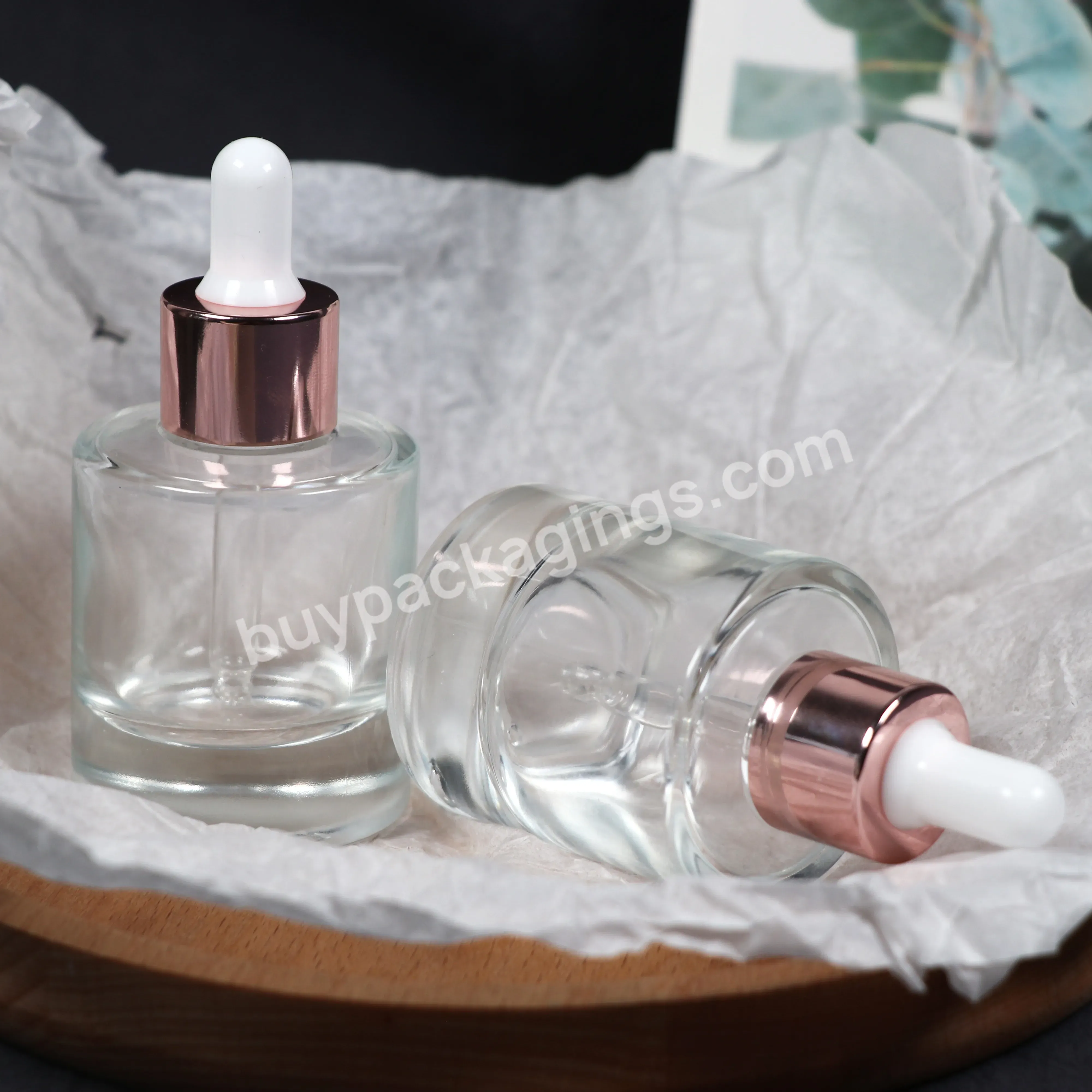 Custom Glass Cosmetic Serum Bottle 30ml 50ml Liquid Serum Glass Dropper Bottle For Skin Care Essential Oil Dropper Bottle