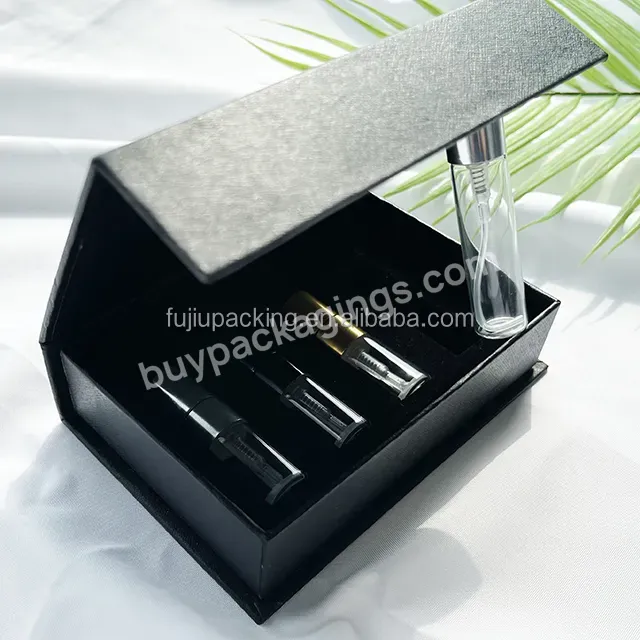 Custom Glass Wax Oil Perfume Bottles Package Boxes Cardboard Black Paper Gift Box For Rectangle Glass Bottle Packaging