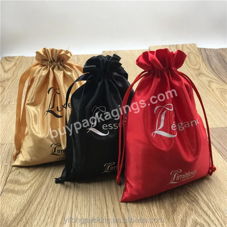 Custom Glossy Baby Gift Satin Bags With Drawstring Ribbon