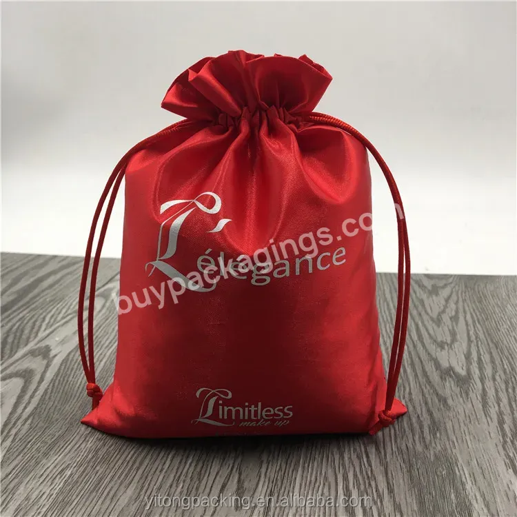 Custom Glossy Baby Gift Satin Bags With Drawstring Ribbon