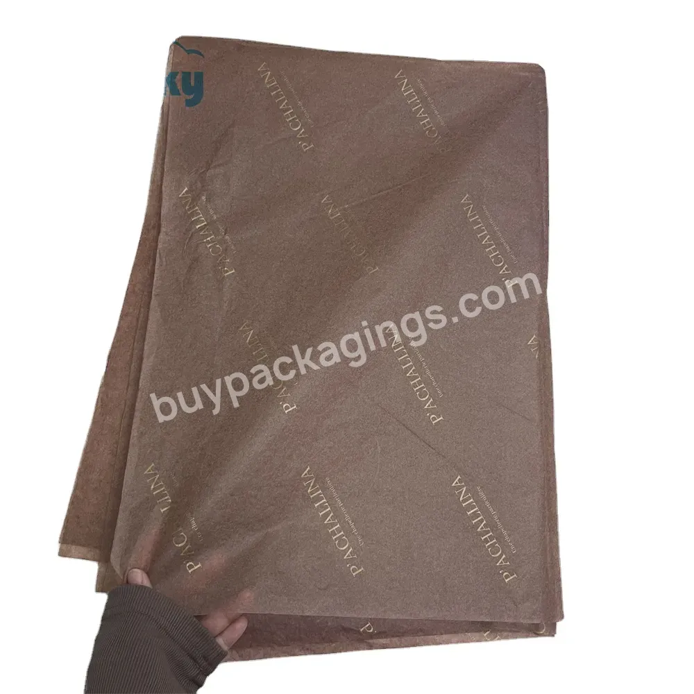 Custom Gold Brand Logo Printing Special Wrapping Paper Dark Brown Gift Tissue Paper For Packing