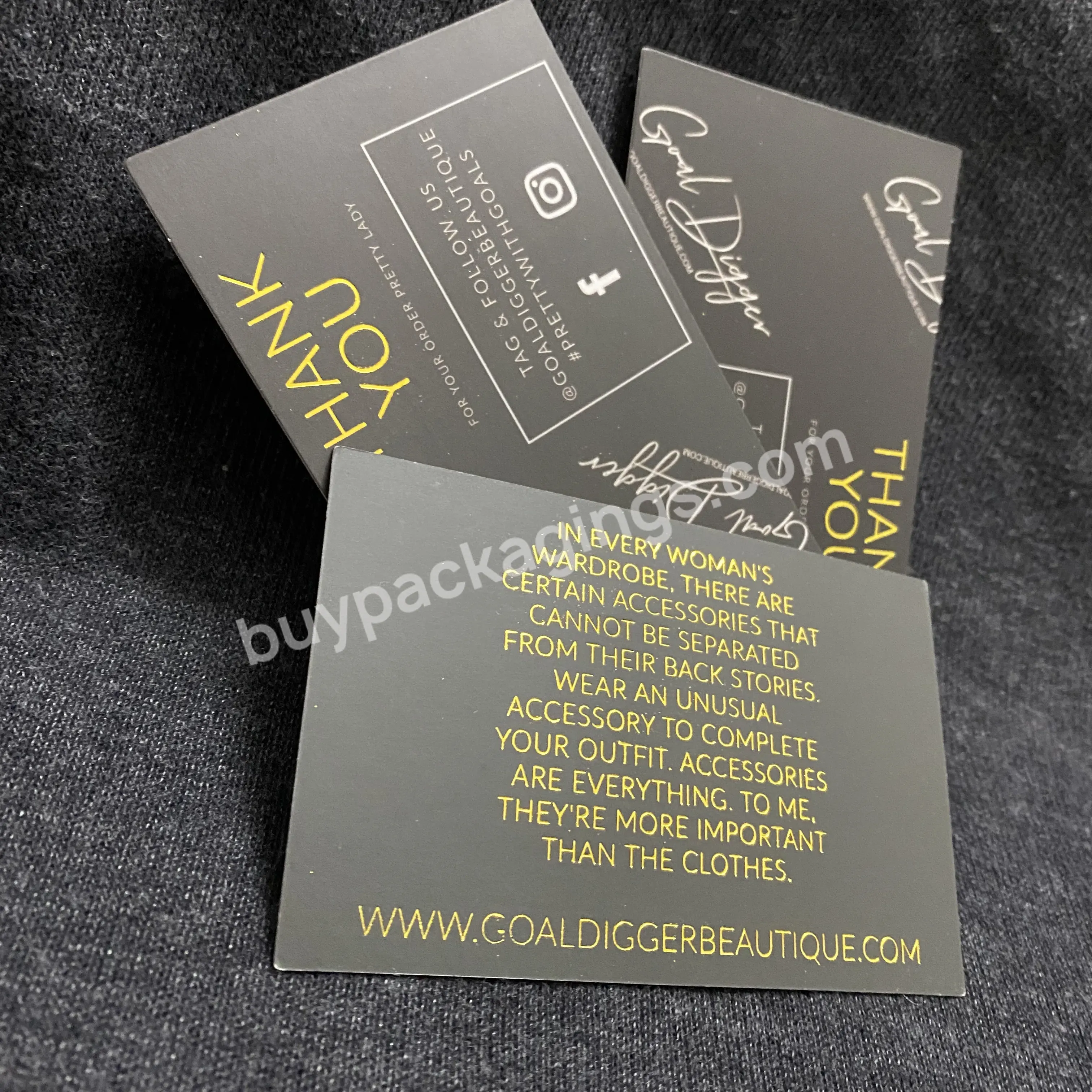 Custom Gold Foil Printing Thank You Cards Small Business Card Insert Cards