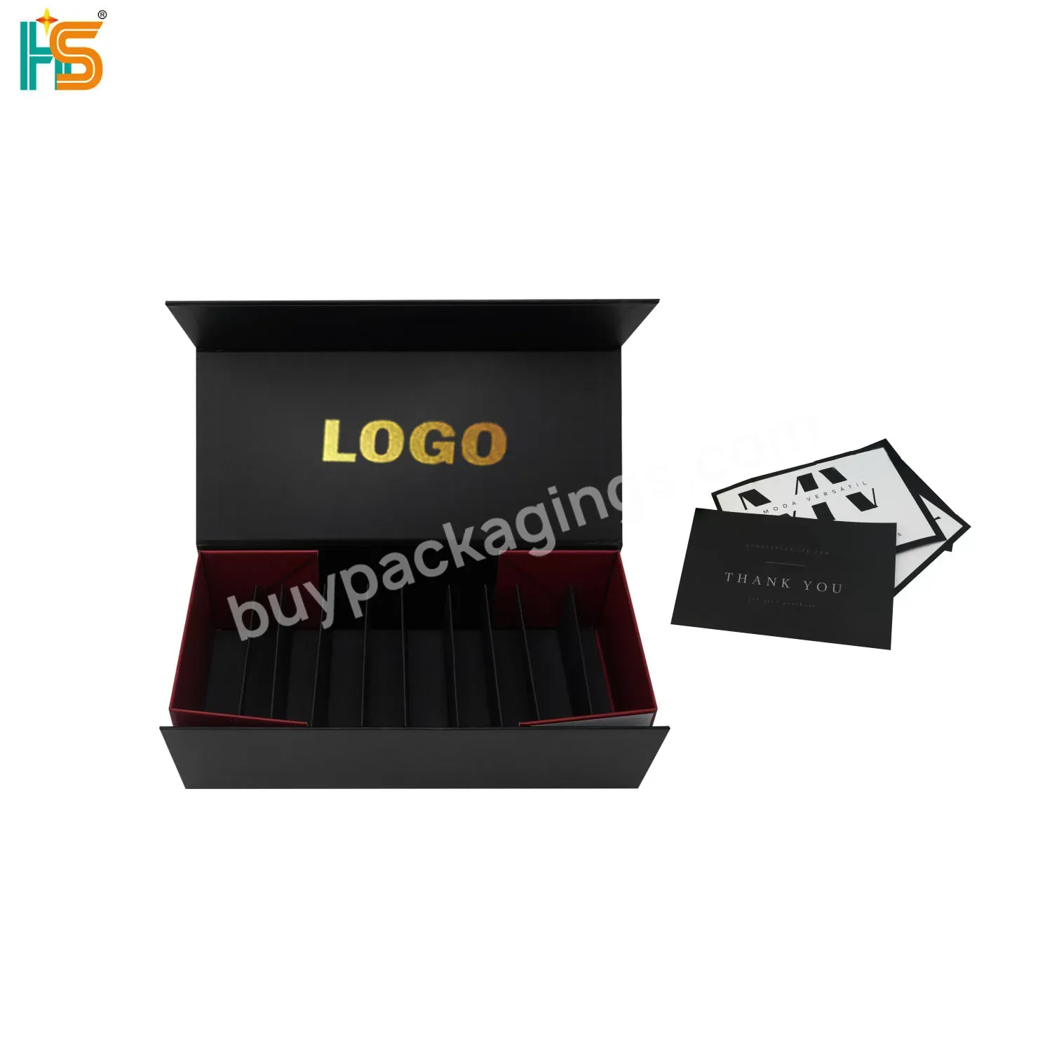 Custom Gold Foil Stamp Logo Black Business Playing Cards Packaging Boxes Flip Foldable Magnetic Deck Trading Card Box
