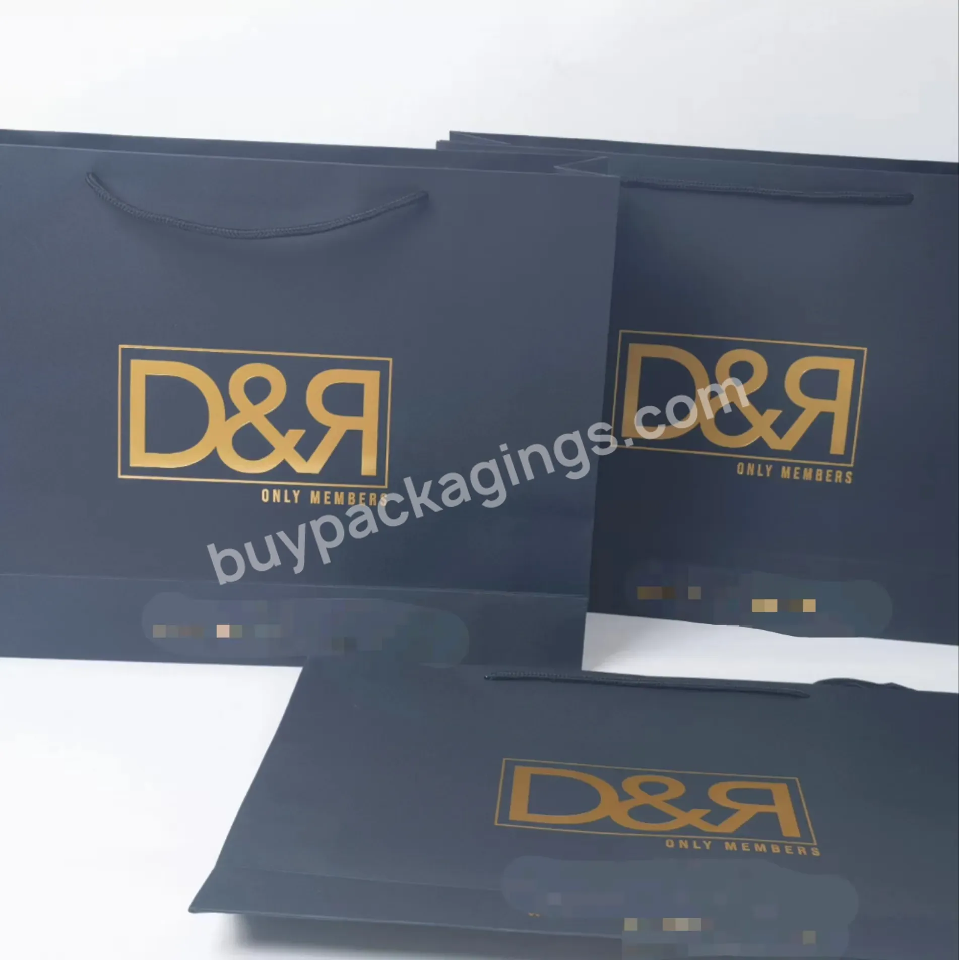 Custom Gold Foil Stamping Printed Paper Bags For Gift Packaging Or Shoes Packaging Pet Supplier
