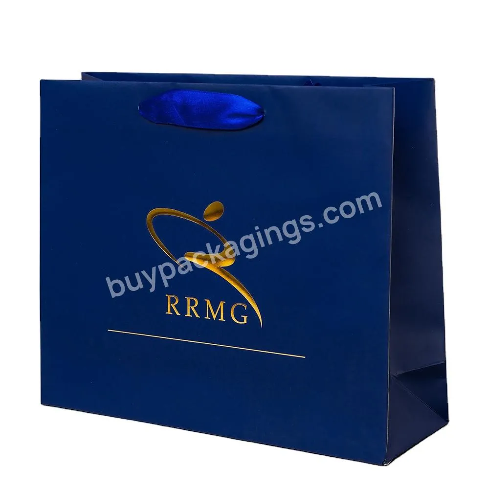 Custom Gold Logo Printed Paper Shoes Cloth Packaging Gift Shopping Bag Paperbag