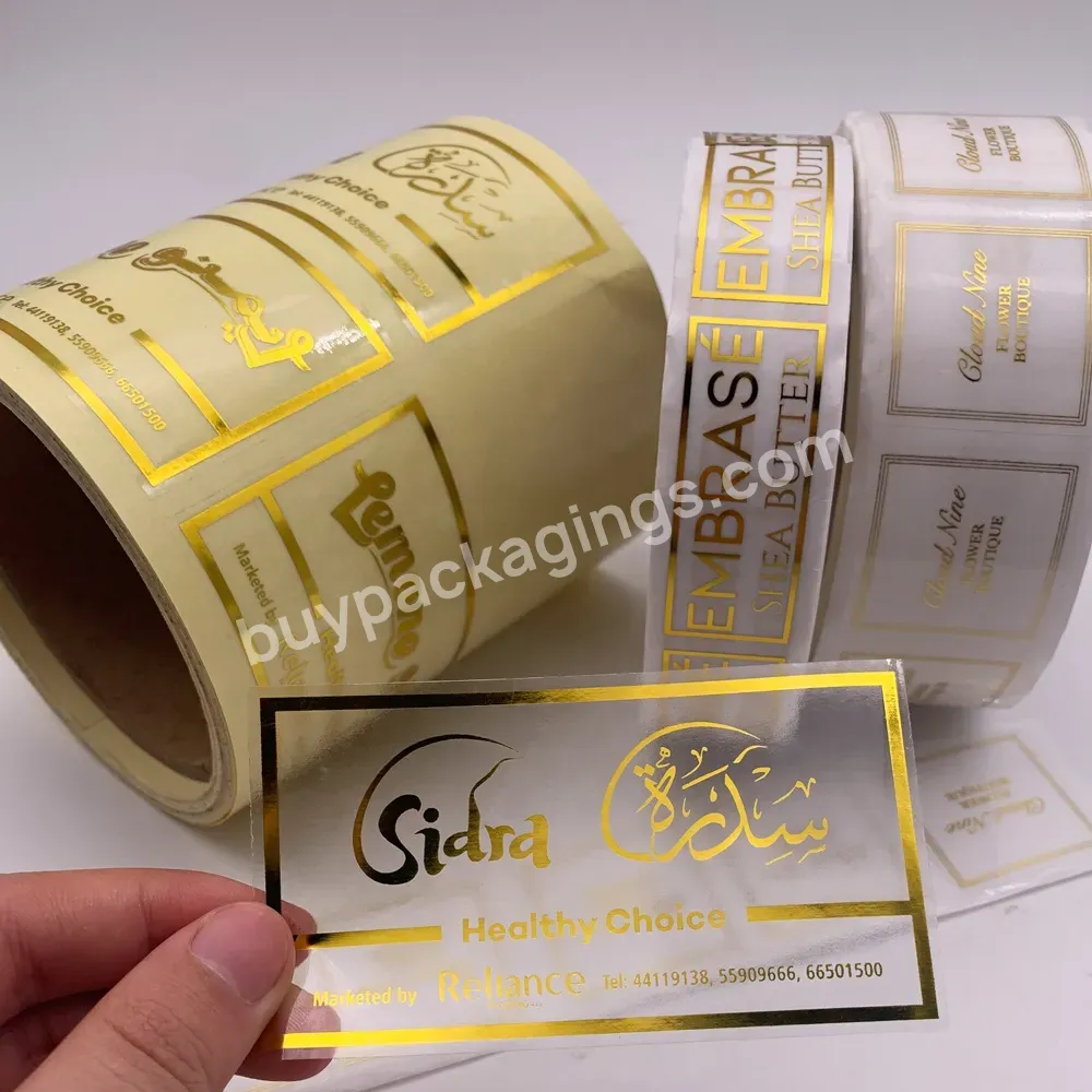 Custom Gold Shiny Label Clear Label Logo Sticker Custom