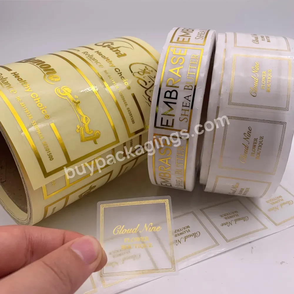 Custom Gold Shiny Label Clear Label Logo Sticker Custom