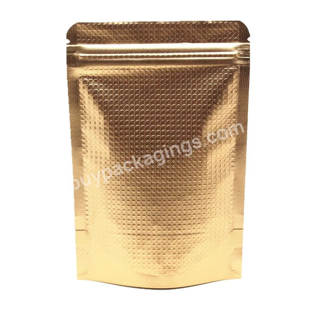 Custom Golden Stand Up Zipper Kraft Paper Plastic Mylar Packing Bag Snack Packaging Pouch