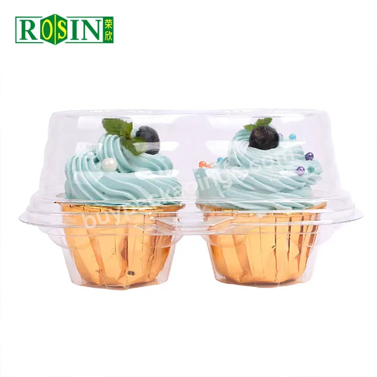 Custom Good Price Clear 2 4 6 Compartment Cake Box Cupcakes Plastic Cupcake Containers Boxes For Mousse Cheesecake Packaging