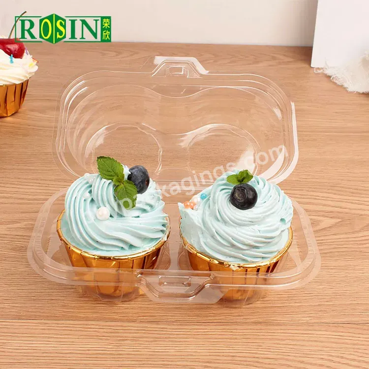 Custom Good Price Clear 2 4 6 Compartment Cake Box Cupcakes Plastic Cupcake Containers Boxes For Mousse Cheesecake Packaging