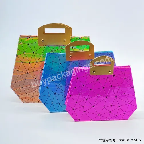 Custom Handle Laser Bag Cosmetic Cardboard Box With Perfume Makeup Brush Set Skin Care Serum For Cosmetic Bag Packaging Boxes