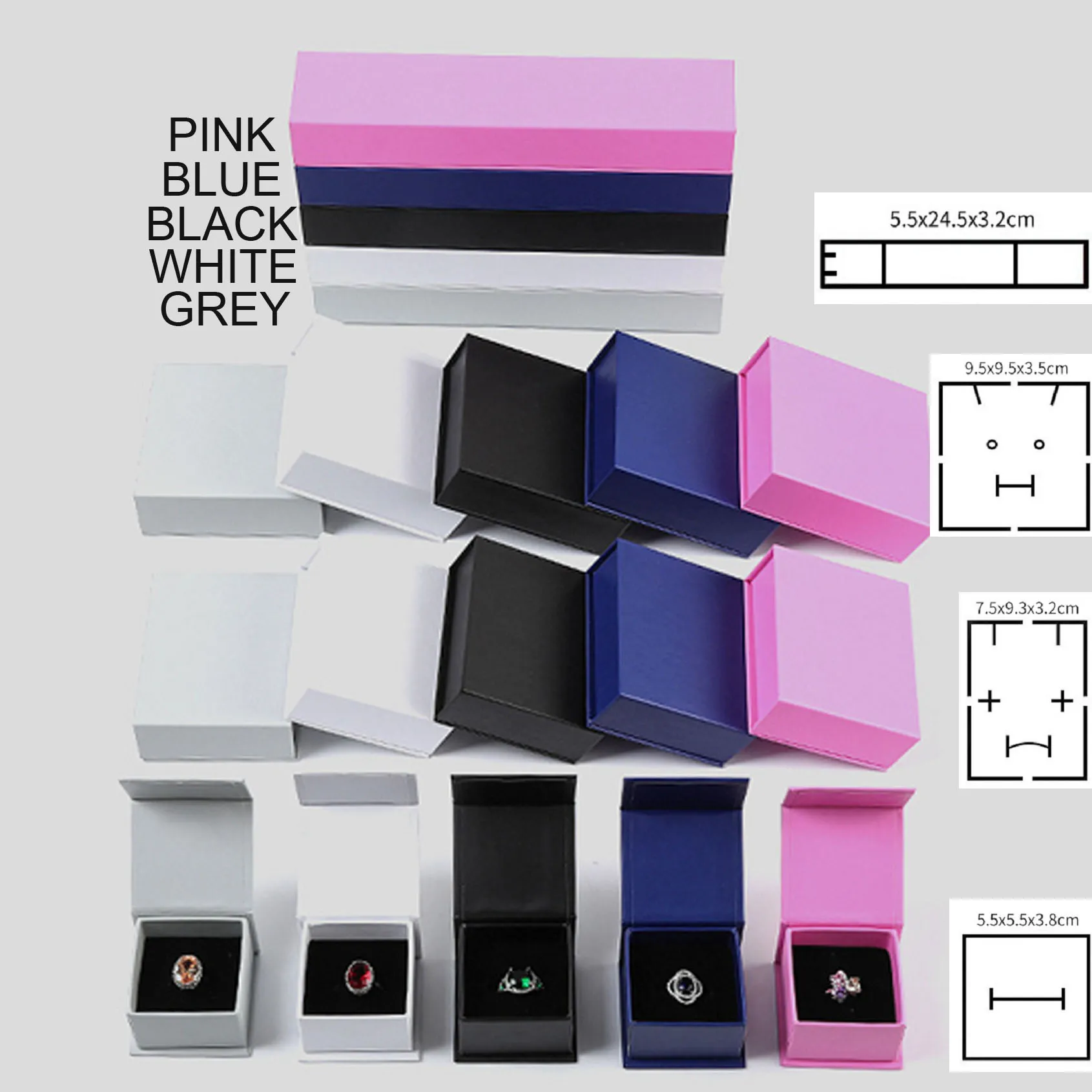 Custom Handmade Key Chain USB DIY Pink Black Grey Magnetic Bracelet Jewelry Box With Black Foam