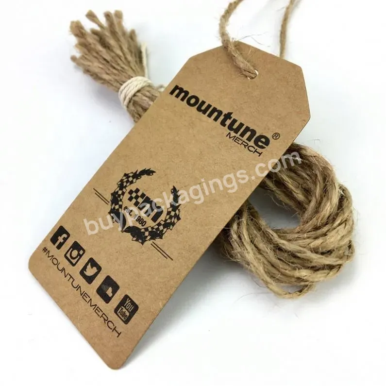 Custom Hang Tag Strings Gold Foiled Embossed Recycled Plastic Hang Tag