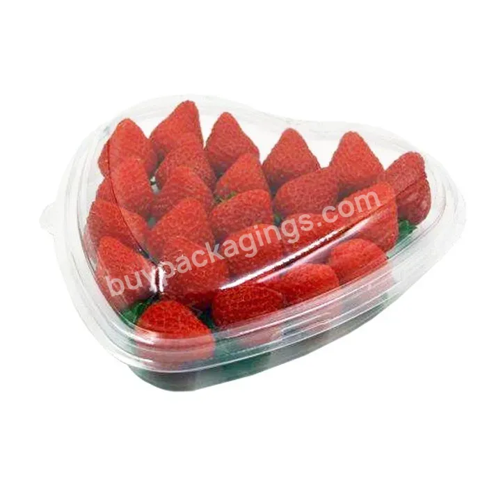 Custom Heart Shape Fruit Packaging Blister Clear Plastic 1000g Strawberry Box