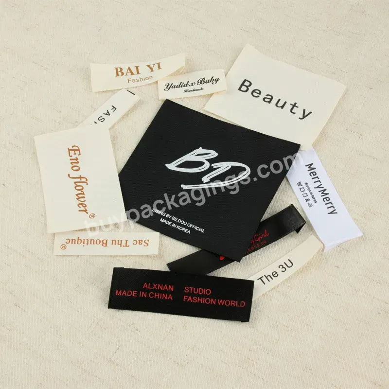 Custom High Density Garment Damask Polyester Woven Labels For Clothing Neck Label