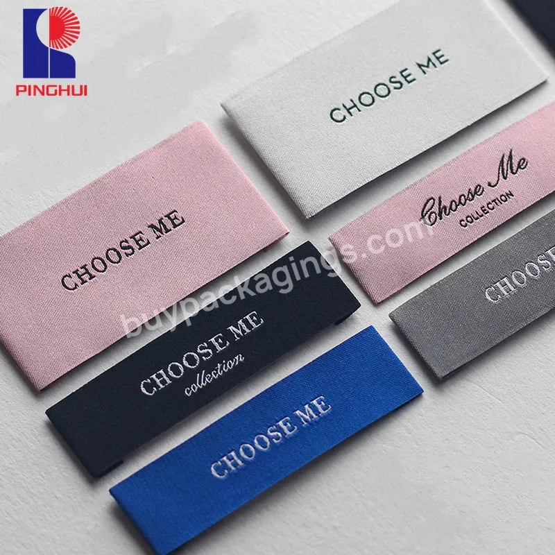 Custom High Density Garment Damask Polyester Woven Labels For Clothing Neck Label