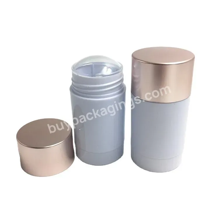 Custom High Quality Bottom Filling Round Deodorant Container Cosmetic 50g Matte White Deodorant Stick Tube With Rose Gold Lid