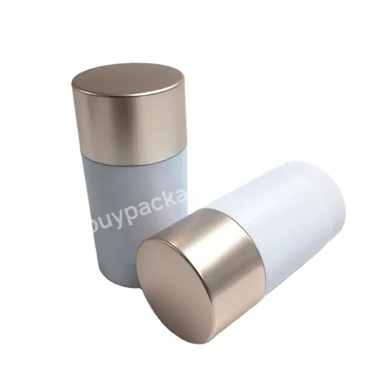 Custom High Quality Bottom Filling Round Deodorant Container Cosmetic 50g Matte White Deodorant Stick Tube With Rose Gold Lid