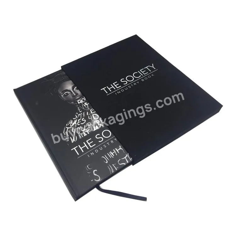 Custom high quality foil stamping black cloth hardcover book printing with case