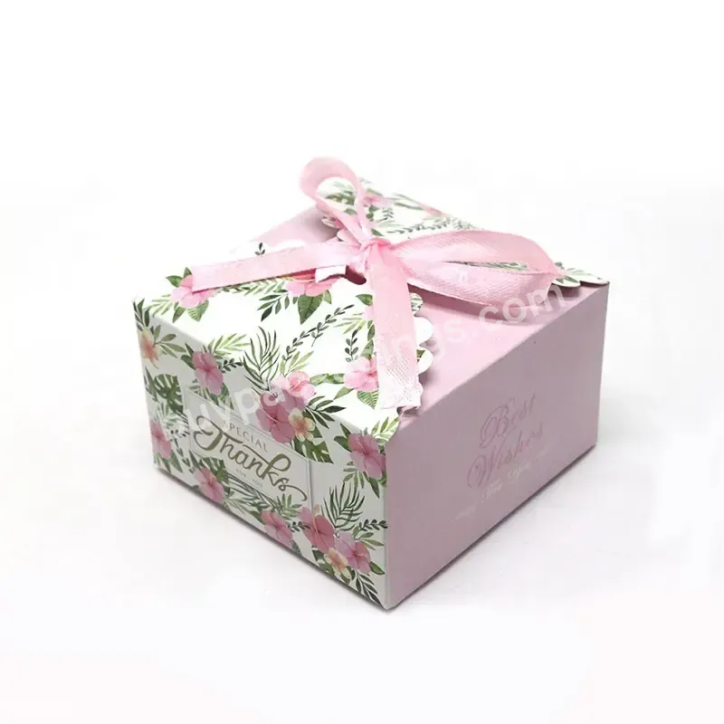 Custom High Quality Folding Gift Boxes Design Printing Wedding Sweet Candy Paper Box With Ribbon
