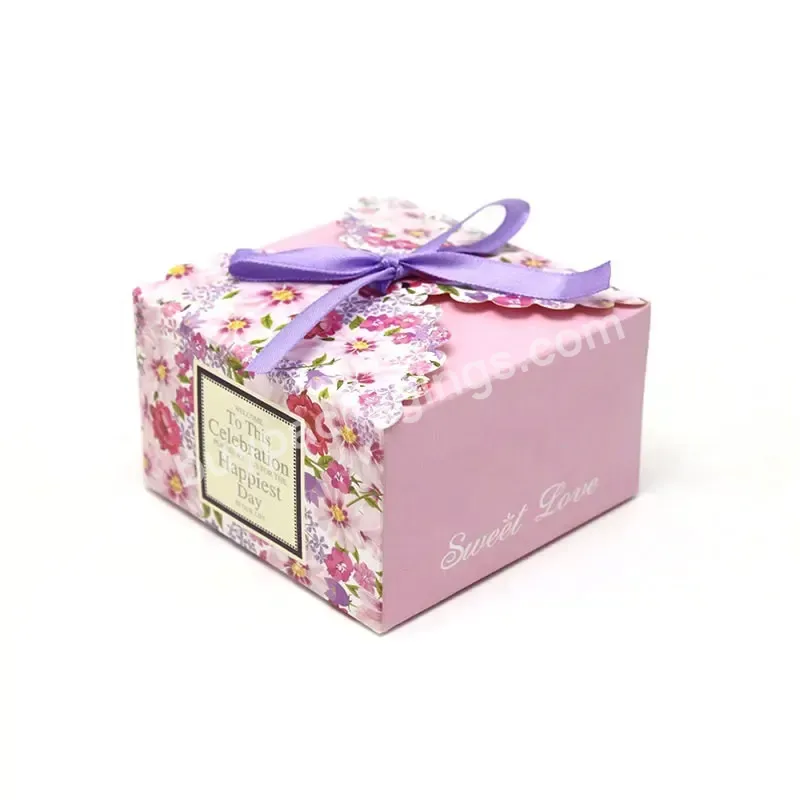 Custom High Quality Folding Gift Boxes Design Printing Wedding Sweet Candy Paper Box With Ribbon