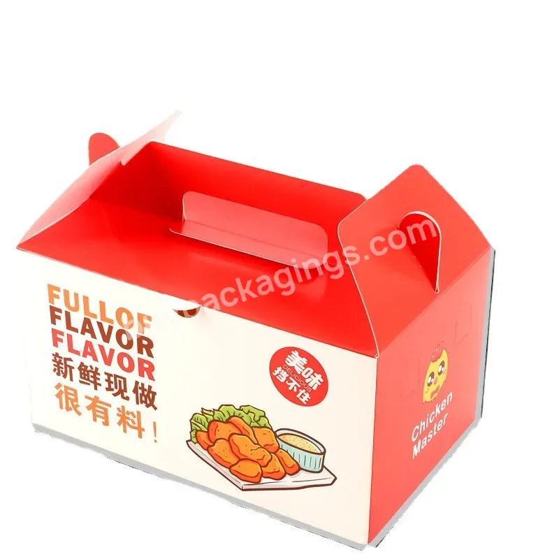 Custom High Quality Food Grade Disposable Paper Fast Food Packaging Roast Fried Chicken Take Out Boxes With Handle