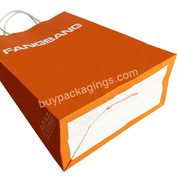 Custom High Quality Food Packaging Take Away Twist Paper Shopping Gift Bag With Ribbon Handle