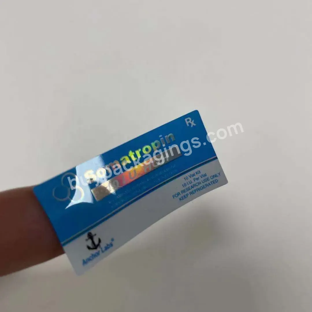 Custom High Quality Laser Paper Hologram Anchor Labs Pharma 2ml 3ml Vial Labels For Injection Bottles