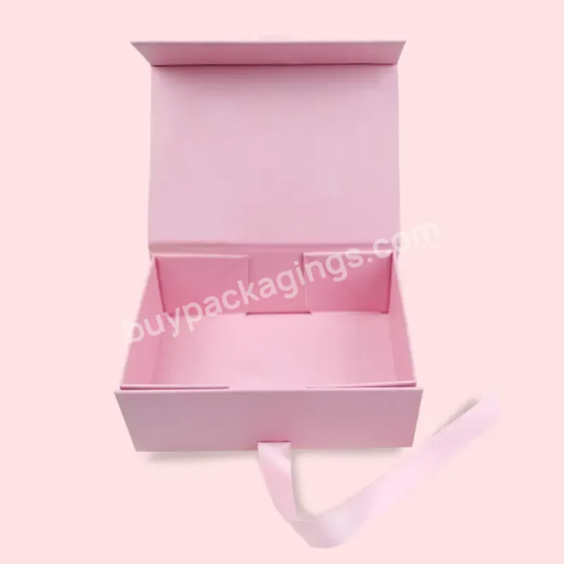 Custom High Quality One Piece Folding Gift Boxes Special Paper Box For Gift Luxurious Style Cardboard With Ribbon Paper Box