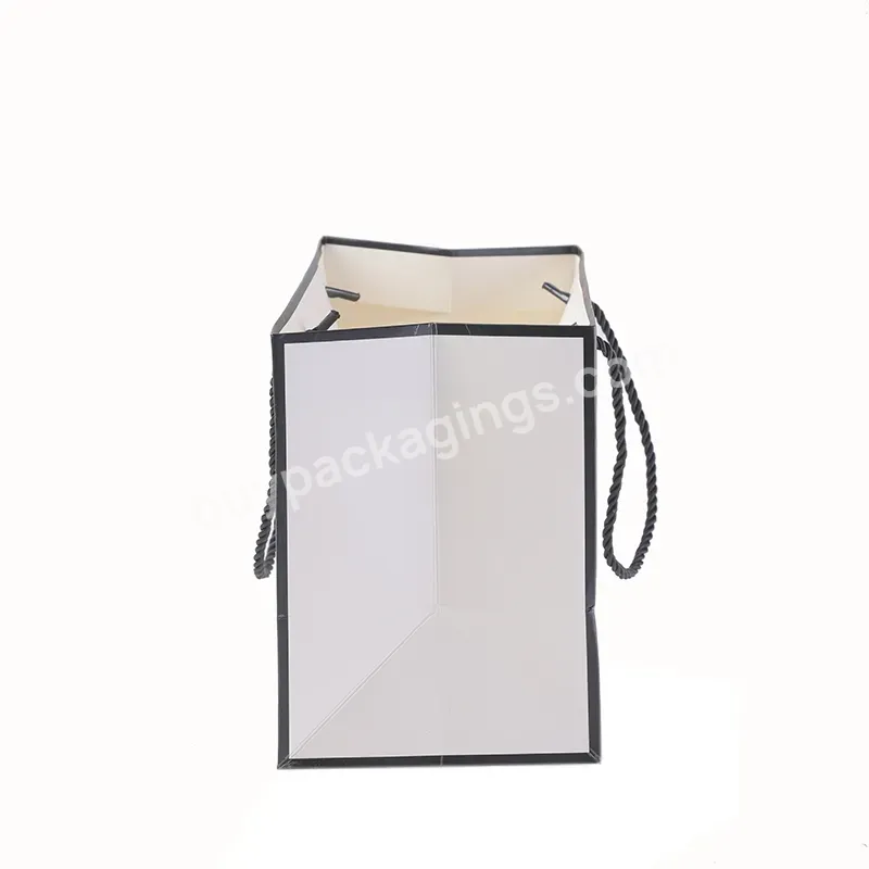 Custom High Quality Paper Shopping Packaging Art Paper Bag With Glossy Gold Logo And Rope Handle