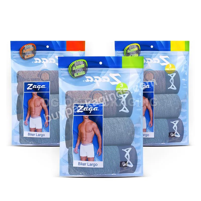 Custom High Quality Printing New Clothing Plastic Ziplock Pouch Underwear Packaging Bag